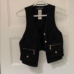 Black Utility Vest with Gold Accents